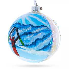 BESTPYSANKY St. Anton Ski Resort, Austria Glass Ball Christmas Ornament 4 Inches