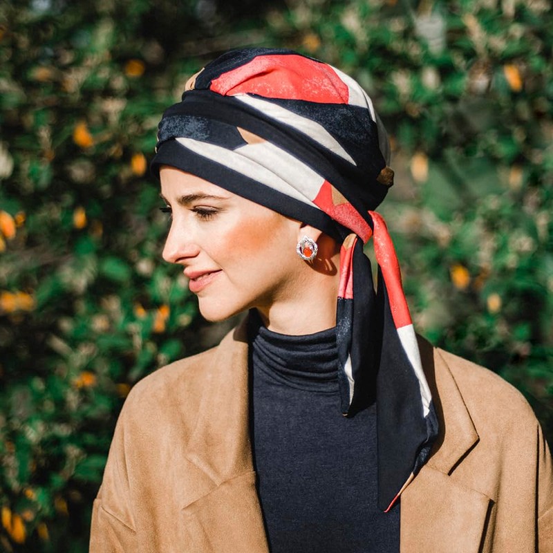 Carebell Lucia Metropolitan Cotton Oncological Scarf for Hair Loss, Navy,