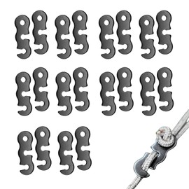 20 Pack Aluminum Alloy Three-Eye Tent Guyline Tensioners, Wear-Resistant Guyline Cord Adjuster, Anti-Chip Coating Rope Buckle for Camping, Hiking & Backpacking (43 * 15.5mm; Black)