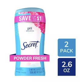 Secret Invisible Solid Antiperspirant and Deodorant, Powder Fresh, Twin Pack,