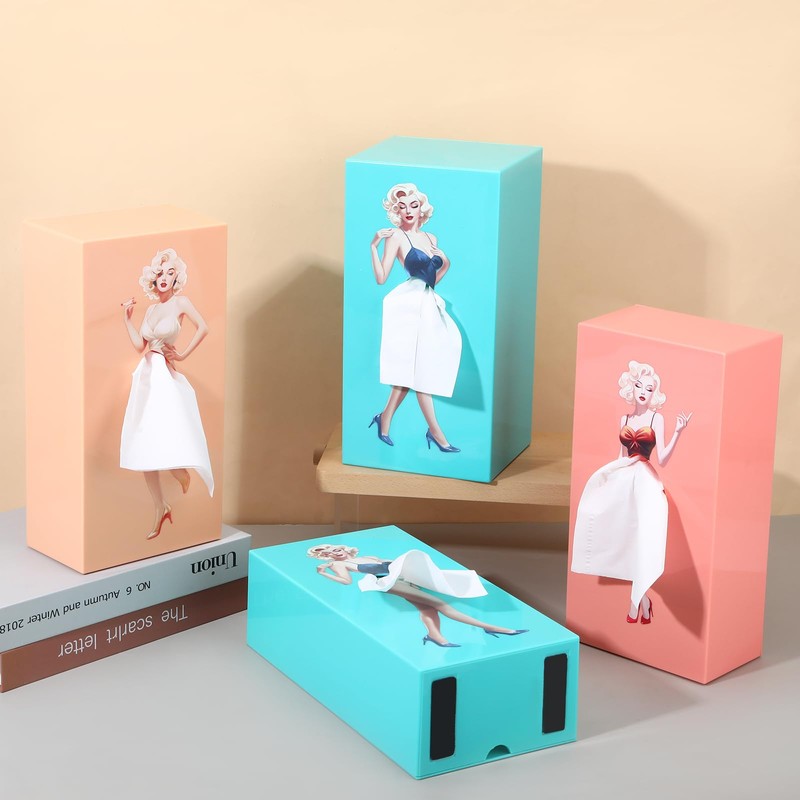 Yylaiire Thick Blue Tissue Box with Flying Skirt, Creative Tissue
