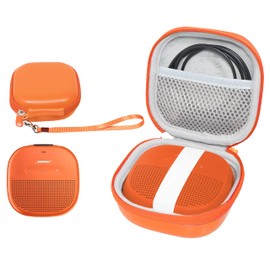 Bright Orange Protective Case for Bose SoundLink Micro Bluetooth Speaker, Best Color and Shape Matching, Featured Secure and Easy Pulling Out Strap Design, Mesh Pocket for Cable and accessorie