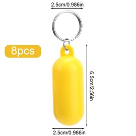 8pcs Floating Boat Keychains, 2.56x0.98in Yellow Oval Shape Float Key Rings Plastic Key Floats for Boats Float Key Pendant Water Sport Accessory for Boating Surfing Fishing Outdoor Sports