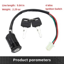 SUPAOSPG Ignition Switch with Keys 4 Wire for 50cc 70cc 90cc 110cc 125cc 150cc 200cc 250cc Taotao Buyang Coolster Kazuma Sunl Chinese ATV, Apollo Dirt & Quad Bike Go-Kart Motorcycle Switch