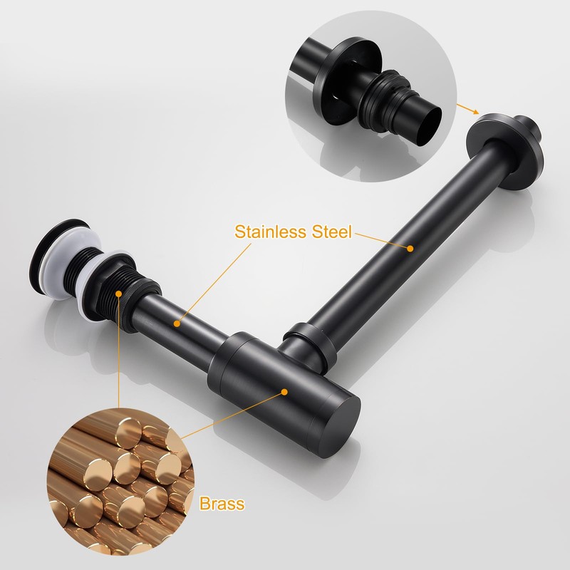 TSIBOMU Solid Brass Adjustable 1-1/4 Bottle Trap Without Overflow Drain