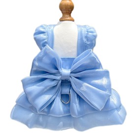 Yaopelky Dog Princess Dress for Small Dogs, Cat Bowknot Dress with D Ring, Dog Girl Wedding Clothes, Cute Puppy Tutu Skirt, Summer Costume (Blue, S (3.3-2.5kg)
