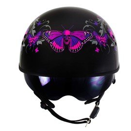 Milwaukee Helmets T72 Gloss Black Pink Butterflies Advanced DOT Helmet w/Drop Down Visor - Large