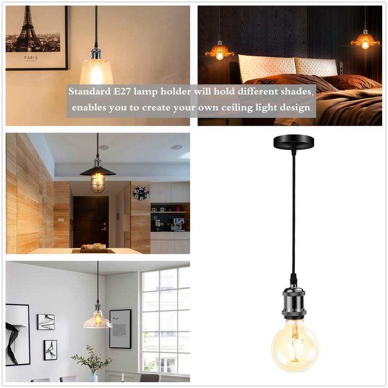 Biqing 3PCS Vintage Pendant Lighting Ceiling Rose Lamp Fitting E27