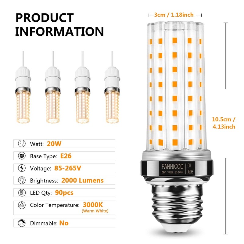 LED Corn Light Bulb 150W Equivalent 2000 Lumen 3000K Warm