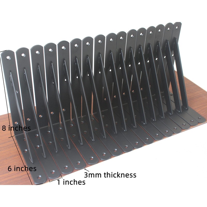 20 Pack L8 x H 6" Black Heavy Duty Shelf