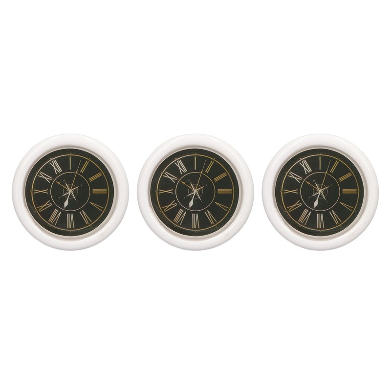 3 PCS Dollhouse Wall Clock 1:12 Dollhouse Miniature Round Wall