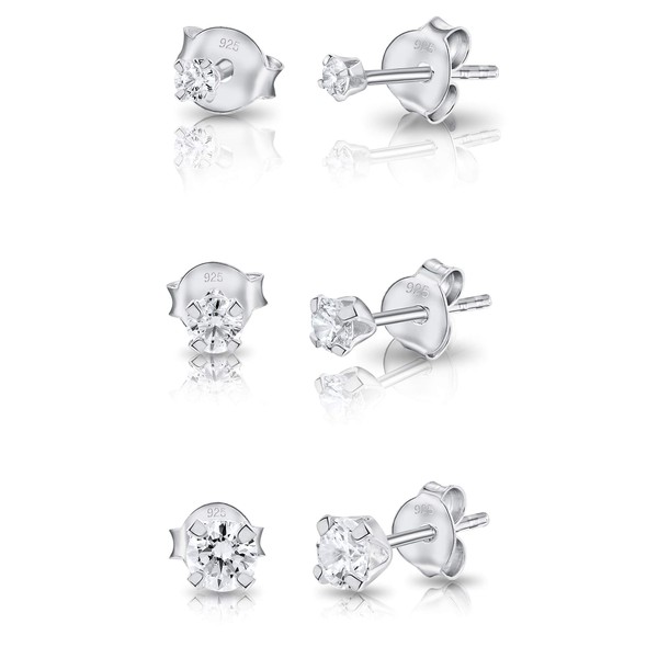 DTPSilver - Set of 3 Small Sterling Silver Stud Earrings