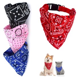 4 Pack Washable Dog Bandanas - Adjustable Boho Style Pet Scarves for Small to Medium Dogs & Cats - Stylish, Durable, and Soft Pet Accessories for Everyday Wear & Special Occasions