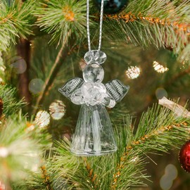 Glass Angel Hanging Ornament - 4.5cm High | Hanging Cord Included | Bereavement Memorial Gift