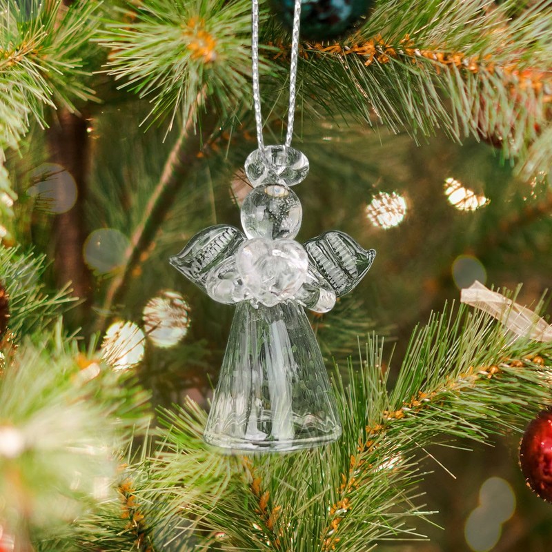 Glass Angel Hanging Ornament - 4.5cm High | Hanging Cord