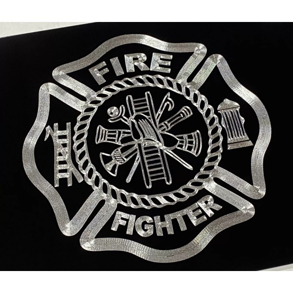 Diamond Etched Products FIREFIGHTER CREST Engraved Car Tag Diamond Etched