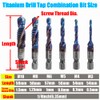 Yakamoz 6Pcs Hexagon Titanium Drill Tap Combination Bit Set, 1/4"