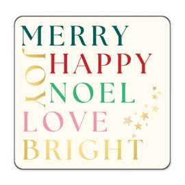 Mobiusea Creation Modern Square Gold Foil Christmas Stickers | 1.4 inch | Gold Foil | Waterproof 135-Pack for Cards, Envelopes and Labels