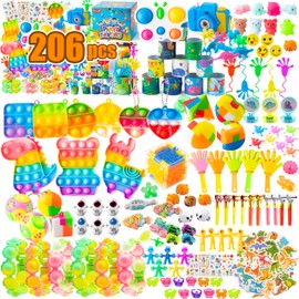 Party Favors for Kids Birthday - 206PCS Treasure Box Toys Gift Goodie Bags Stuffer Fillers for Girls Boys 4-8 3-5 8-12, Classroom Prizes Small Fidget Rewards Bulk, Children Student Stress Relief Toy