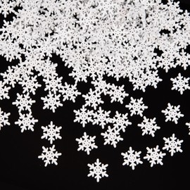 400 Pcs Mini Snowflake Wood Slices White Christmas Wooden Snowflakes Ornaments Wooden Snowflakes Embellishments Wood Cutouts for DIY Crafts Winter Xmas Tree Table Party Decoration,1.02x1.18 Inch