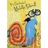 Designer Greetings Blue Snail With Glasses Middle School Graduation Congratulations