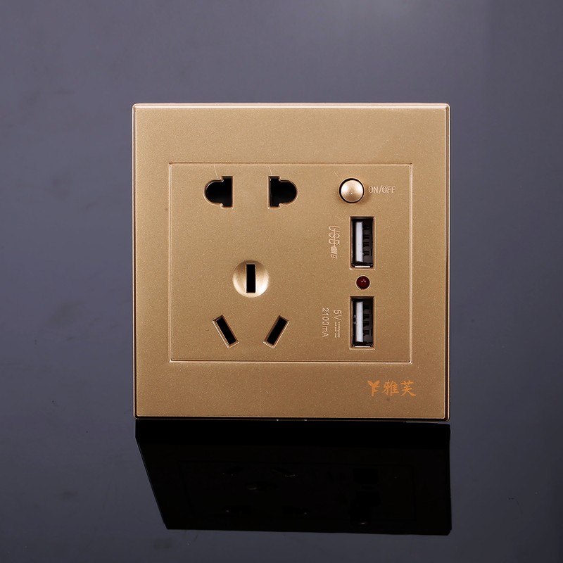 Electric Outlet with 2 Sockets and 2 USB Ports Wall