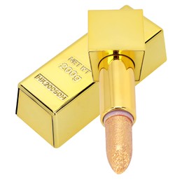 Metallic Shine Glitter Lipstick Gold, Sparkle Lipstick Gold Bar Design Shimmer Lipsticks, Long-Lasting Moisturising, Smooth Lipsticks, (Gold Lipstick 2# Foreign