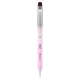 French Nail Brush, Hechunzi 2 Way French Gel Acrylic Nail Art Kolinsky Brush With Dotting Tool for Professional Manicure Cuticle Clean Up Nail Art Design (Pink, #14)
