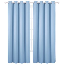 LEMOMO Sky Blue Thermal Blackout Curtains/52 x 84 Inch/Set of 2 Panels Room Darkening Curtains