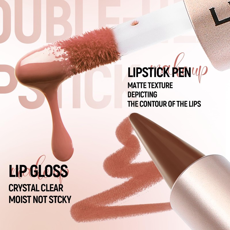 2-in-1 Double-Ended Matte Lip Liner Lipstick & Lip Gloss Duo