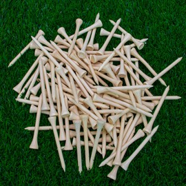 THIODOON Golf tees 2 1/8 inch Less Friction Wood Tees Training for Golfer Professional Natural Wood Golf tees Bulk 100 Count Golfing Tees(Wood,2-1/8 inch 54mm)