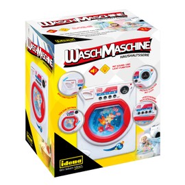 Idena 40469 Washing Machine for Children with Light and Sound Function, Front Loader with 4 Programmes and Rotating Washing Drum, Toy for Learning Practical Skills
