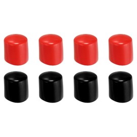 PATIKIL 41mm Round Rubber Caps, Pack of 8 Vinyl Screw Cover Caps, Flexible Screw Thread Protective Caps for Metal Pipes and Bolts, Black/Red