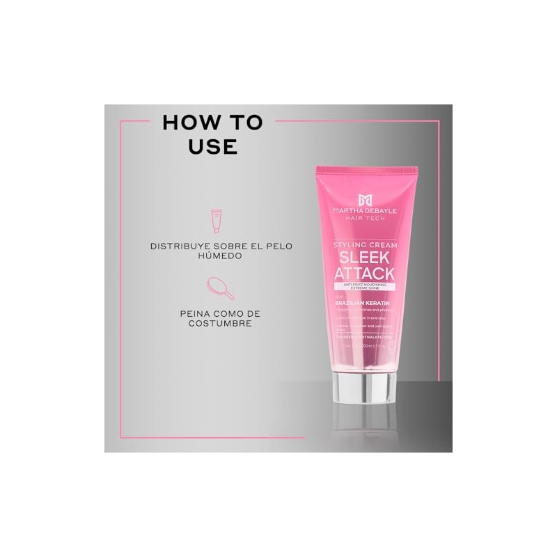 MARTHA DEBAYLE HAIR TECH. SLEEK ATTACK STYLING CREAM. Crema para