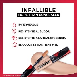 L'Oreal Paris, L´Oréal Paris, Corrector Liquído De Larga Duración 24H, Infallible More Than Concealer,Tono 327 Cashmere, 14.4Ml