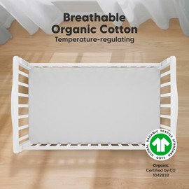 KeaBabies 2-Pack Organic Crib Sheets for Boys, Girls - 52x28 Fitted Crib Mattress Sheet Neutral, Breathable Jersey Cotton Cover for Baby Bed, Toddler Mattress, Soft & Cute Prints (French Gray)