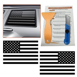 2PCS Rear Side Window American Flag Sticker Decals, Matte USA Flag Vinyl Stickers with Installation Tools, Universal Car Back Side Window Accessories for Cars, Trucks, SUVs (21 x 13 inches)