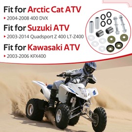 JAVIK 1 Set Front Lower A Arm Bushing Seal w/Bolt Kit for Suzuki 2003-2014 LT-Z400 for Arctic Cat 2004-2008 400 DVX for Kawasaki 2003-2006 KFX400 OEM# 52455-43B00 52455-07G00 92026-S095