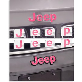 Reflective Concepts - 2018-2025 Jeep Compass MP - Jeep Front and Rear Emblem Overlay Decal Stickers - (Color: Hot Pink)