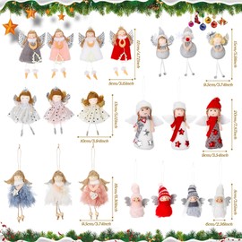 HyDren 20 Pieces Christmas Angel Tree Ornaments Christmas Plush Doll Ornaments Xmas Tree Dolls Decorative Plush Angel Pendants Christmas Hanging Doll Decorations for Holiday Party, 20 Styles (Cute)