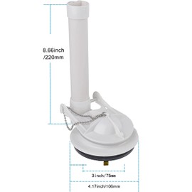 3-Inch One Piece Toilet Flush Valve, Universal Toilet Replacement Parts Toilet Repair Kit for Toilets with Flapper and Chain, Easy to Install