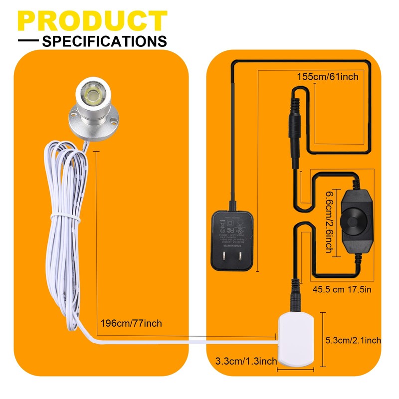 Yaeccc Dimmable LED Mini Spotlight Jewelry Showcase Display Lights Shell