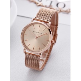 Hannah Martin Women's Watches, Analogue, Quartz, Stainless Steel, Waterproof, Mesh, Ultra-Thin, Bracelet