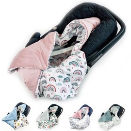BABEES© Padded Velvet Winter Swaddling Blanket with Filling for Baby Car Seat, Universal, Baby Blanket with Velcro Fastening for Prams, Baby Carriers, Baby Cot
