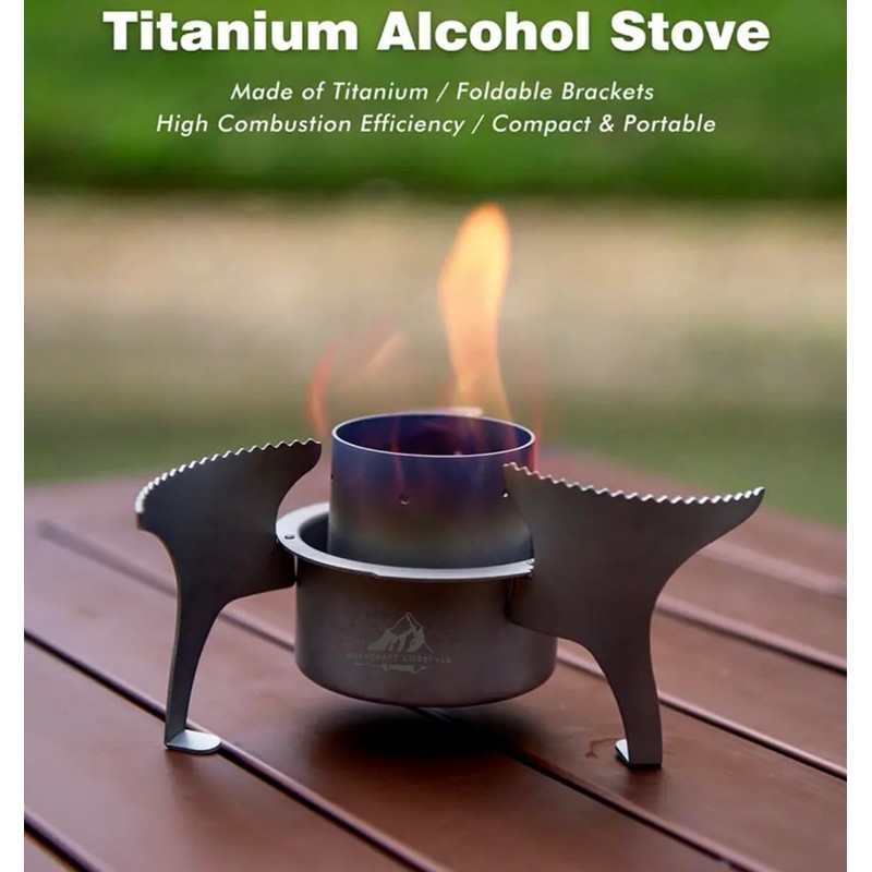 Titanium Alcohol Stove, Extendable to 14 cm, Ultra Light, for