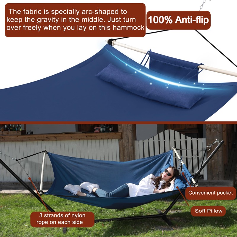 TegerDeger Anti-flip 12FT Hammock Large Hammock 450LB Capacity with Iron