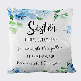 TopXmai Sister Birthday Gifts from Sister Pillow Covers, Gift for Sister, Unique Birthday Gifts for Sister from Brother, Best Sister Gift 18"x18" Flannel Throw Pillow Covers