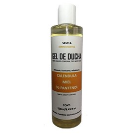 Gel de ducha, Calendula, Miel, Pantenol, Jabón liquido corporal tipo body wash 250ml. libre LESS, Parabenos y Siliconas