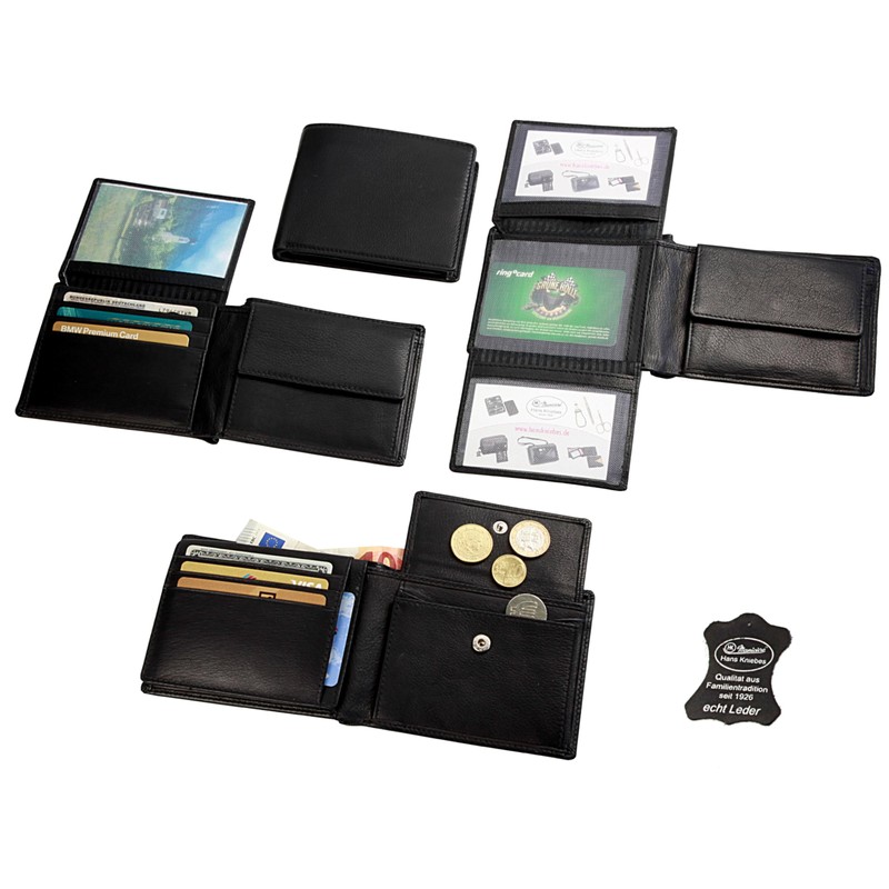 Hans Kniebes Men's Leather Wallet in Landscape Format with 10