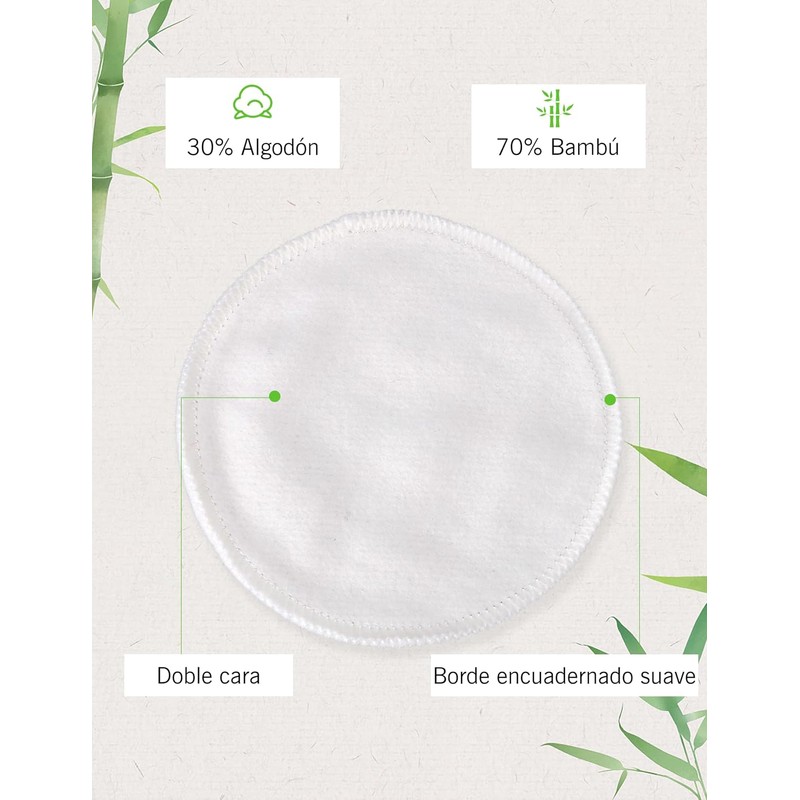 20 Piezas Almohadillas Desmaquillantes Reutilizables, Rondas de Limpieza de Lavado
